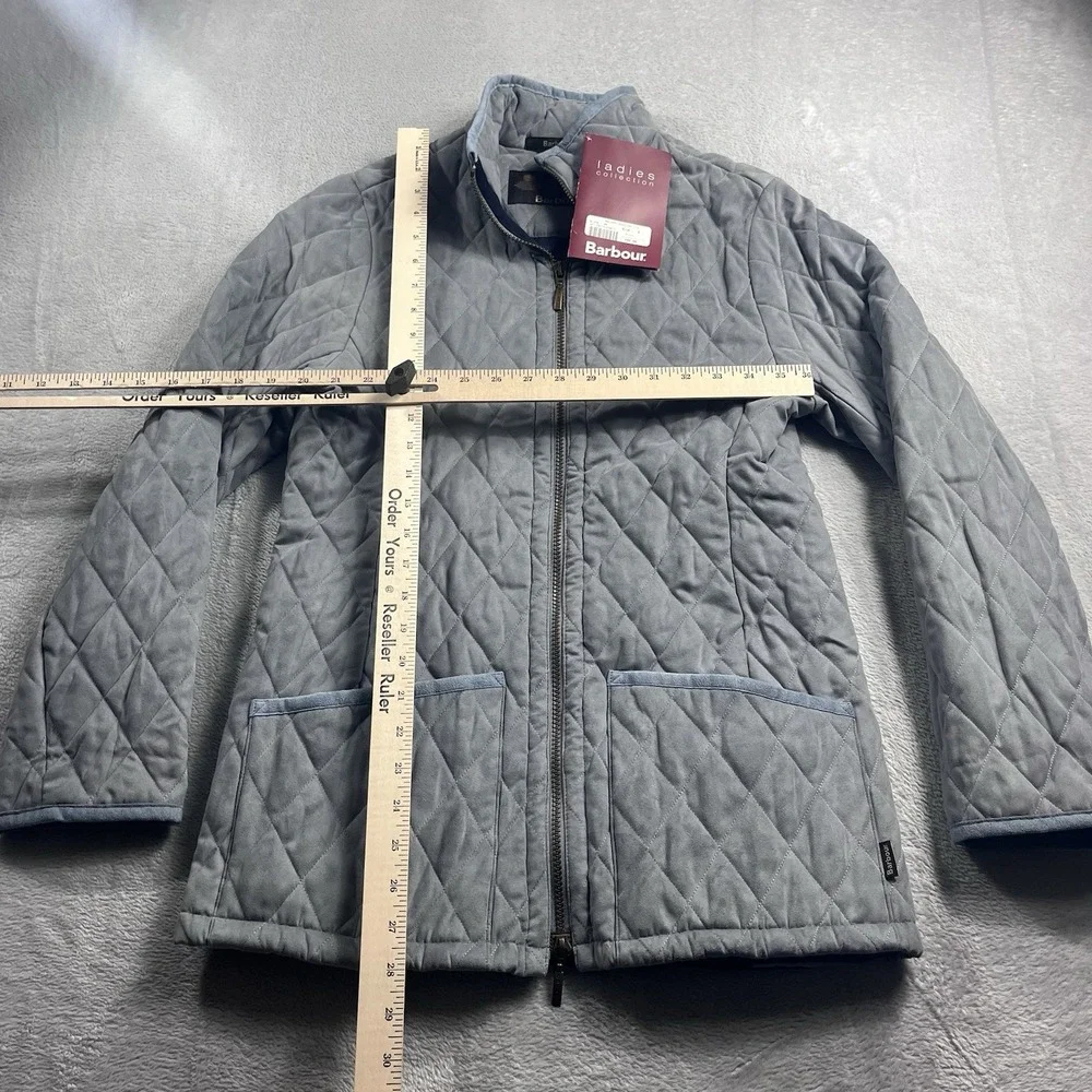 Barbour Malvern Saddlery LTD Quilted Jacket Womens Size 6 Light Blue NWT - Picture 7 of 9